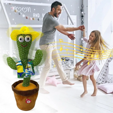 Танцующий кактус, свето - музыкальная игрушках, Dancing Cactus TikTok кактус в вазоне 34 см