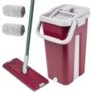 Швабра з відром 11л з автоматичним віджиманням + 2 насадки / Комплект для прибирання швабра ледар і відро Бордо