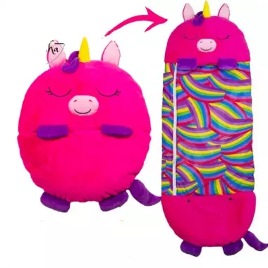 белый единорог Детский спальный мешок на молнии 3 в 1 игрушка подушка спальник и встроенная подушка белый единорог Детский спальный мешок на молнии 3 в 1 игрушка подушка спальник и встроенная подушка