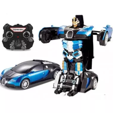 Машинка Трансформер Bugatti Size 18 см Robot Car синя з пультом