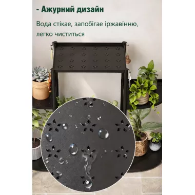Многоярусная ступенчатая напольная подставка для цветов / Этажерка-стойка для растений Черная