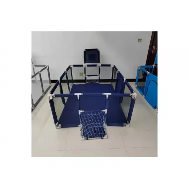 Детский игровой манеж-ограждение 125х125х63см для игр с баскетбольной корзиной и карманом для игрушек  Синий