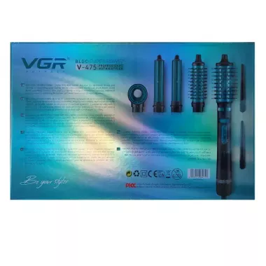 Фен-стайлер VGR 5 в 1 V-475 , Professional, 5 насадок, 1400 Вт зеленый