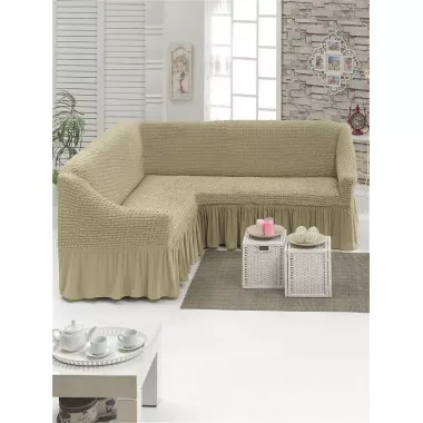 Чехол на угловой диван с оборкой, накидка на диван