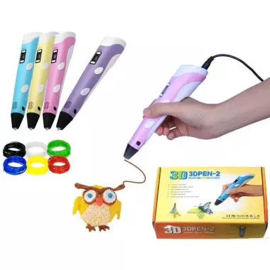 3D ручка c LCD дисплеем и набором эко пластика для 3Д рисования 3D Pen Blue