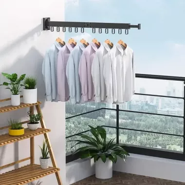 Вішалка настінна сушарка для одягу з алюмінієвого сплаву для балкона, 2 секції SKLM-1 ((66+23)*10*6.5) Вішалка настінна сушарка для одягу з алюмінієвого сплаву для балкона, 2 секції SKLM-1 ((66+23)*10*6.5)