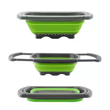 Складной дуршлаг Benson BN-091 силиконовый друшлаг для мытья овощей и фруктов Бенсон друшлак Бэнсон