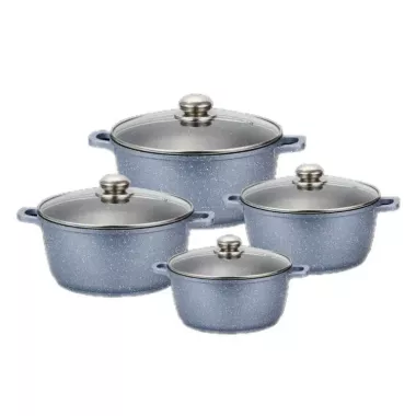 Набор кастрюль с мраморным покрытием 8 предметов Benson BN-379 Набор кастрюль с мраморным покрытием 8 предметов Benson BN-379