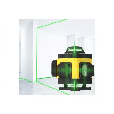 Аккумуляторный лазерный нивелир 4D, 16-линейный зеленый уровень LUX с большим Led экраном, Tape-C зарядка (3.7V, 5AH). АКБ уровень