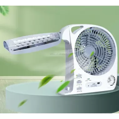 Вентилятор портативний (GD-8028/N283) 6в1 (8, LED лампа, радіо, сонячна панель, 2 швидкості, 10Вт, Bluetooth, USB, 3.2V/5500 мАг)
