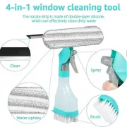 Многофункциональная щетка для стекла / Щетка-распылитель 4 в 1 для душевых дверей, зеркал, окон и ванной комнаты