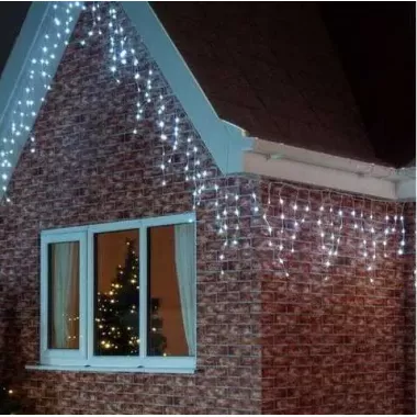 Холодний білий Новорічна святкова гірлянда бахрома 120 Led прозорий провід 3х0.5 м