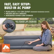 Надувной двухместный матрас со встроенным насосом 200x150x40 см