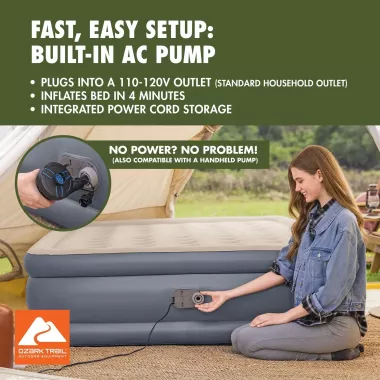 Надувной двухместный матрас со встроенным насосом 200x150x40 см