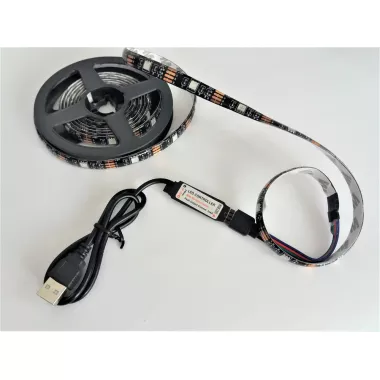 Стрічка світлодіодна RGB 5050 2м з пультом для підсвічування телевізора, монітора, меблів від USB