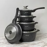 Набор посуды с гранитным антипригарным покрытием BellMax BM-305 из 12 предметов Черный