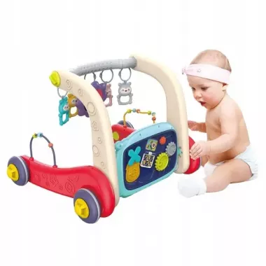 Детские ходунки 3в1 с музыкальным бизибордом, пианино с подсветкой и развивающим ковриком