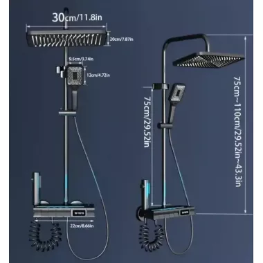 Душова система з термостатом та LED-дисплеєм 120см AND AA6-6