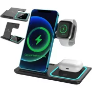 Зарядная станция 3в1 / Беспроводное зарядное устройство 3в1 для смартфона/смарт-часов/наушников