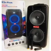 Портативная колонка Su-Kam 1010 + 2 микрофона + BT 12v220v