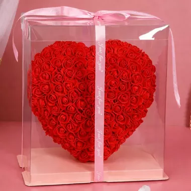Сердце из роз в подарочной коробке KR-20 28/25/13см