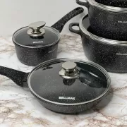 Набор посуды с гранитным антипригарным покрытием BellMax BM-305 из 12 предметов Черный