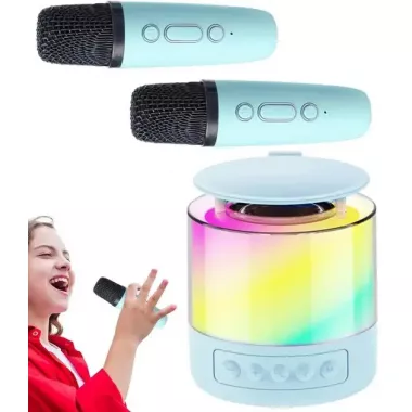 Портативна акустична колонка K19 з Bluetooth та LED-підсвічуванням для караоке бірюзовий