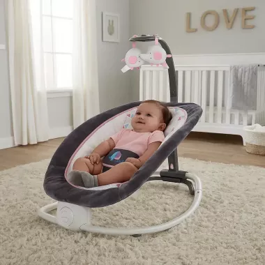 Дитяче крісло-гойдалка для новонароджених до 9 кг, (74х74х48см), 6917, Рожевий