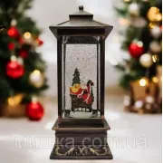Музыкальный металлический новогодний фонарик-светильник h=28 см
