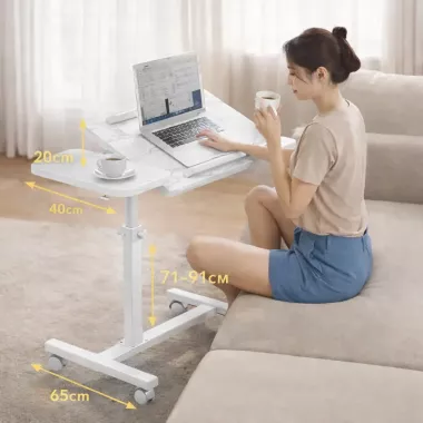 Мраморный стол DASH-64200 для ноутбука на колесиках с регулировкой высоты 60*40*59-89см