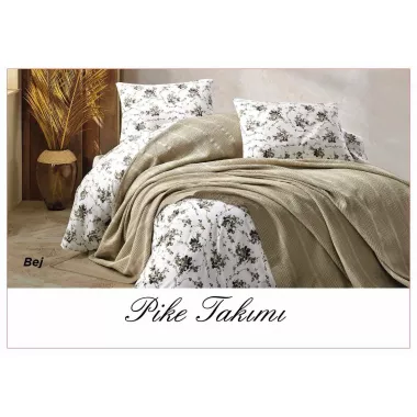 Постільна білизна з вафельним покривалом La Villa Mavi Персиковий