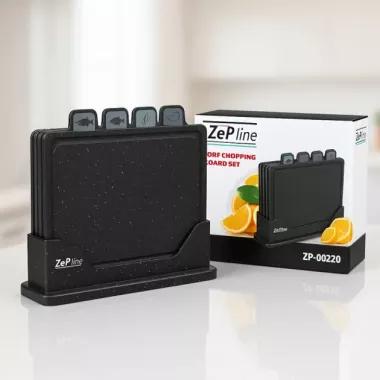 Кухонный набор досок Zepline ZP-00220 5 предметов с подставкой серый Кухонный набор досок Zepline ZP-00220 5 предметов с подставкой серый