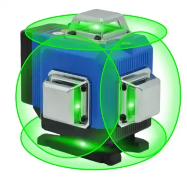 Лазерный 4D уровень аккумуляторный -2 АКБ, 16 линий, пульт ДУ, цифровой дисплей, штатив, полный набор для установки, пластиковый кейс