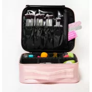 Розовая Органайзер бокс с зеркалом бьюти кейс косметичка чемоданчик сумка для хранения косметики и принадлежностей 26х23х10 см