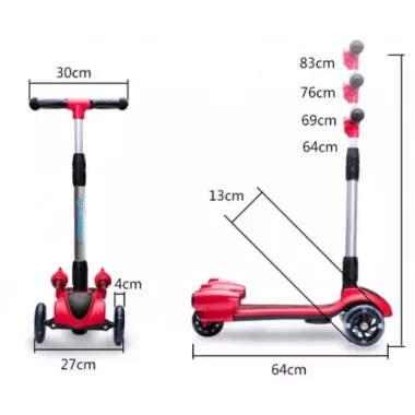 Дитячий турбо - самокат з димом та музикою GLANBER Синій
