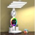Акумуляторна LED лампа / Настільна лампа з 4 плафонами, RGB-підсвічуванням, годинником та вентилятором