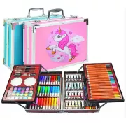 розовый Набор для рисования 145 предметов в алюминиевом чемоданчике