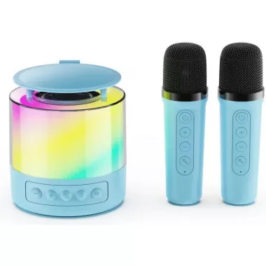 Портативна акустична колонка K19 з Bluetooth та LED-підсвічуванням для караоке бірюзовий