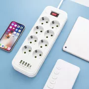 Сетевой удлинитель/фильтр/разветвитель (D6) 6х220V + 4хUSB+ 1хType-C 3 метра