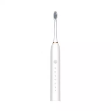 Розовая Электрическая зубная щетка Sonic Toothbrush Х-3 ультразвуковая аккумуляторная 4 сменные насадки в комплекте