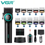Аккумуляторная машинка для стрижки VGR V-001, 10 насадок, 9000 RPM, АКБ 4600 mAh, LED дисплей