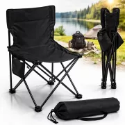 Раскладной стул туристический для кемпинга 42х41х72 см с карманом Черный