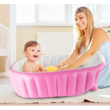 Детская Надувная ванночка с насосом Intime Baby Bath Tub Розовый Детская Надувная ванночка с насосом Intime Baby Bath Tub Розовый