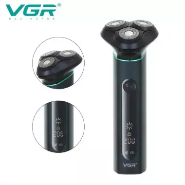 Акумуляторна електробритва VGR V-310 для вологого та сухого гоління з трьома головками IPX7