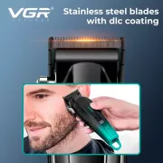 Аккумуляторная машинка для стрижки VGR V-662 GREEN, 7000 RPM, 6 насадок, LED дисплей
