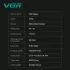 Аккумуляторная машинка для стрижки VGR V-662 GREEN, 7000 RPM, 6 насадок, LED дисплей