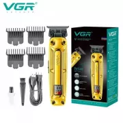 Аккумуляторная машинка для стрижки VGR V-904 GOLD, 4 насадки, 2000 mAh, LED дисплей