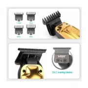 Аккумуляторная машинка для стрижки VGR V-904 GOLD, 4 насадки, 2000 mAh, LED дисплей