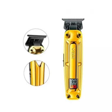 Акумуляторна машинка для стрижки VGR V-904 GOLD, 4 насадки, 2000 mAh, LED дисплей