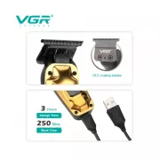 Аккумуляторная машинка для стрижки VGR V-904 GOLD, 4 насадки, 2000 mAh, LED дисплей